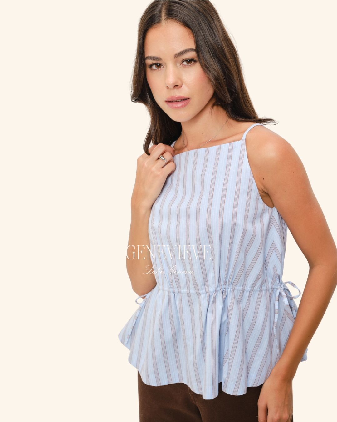 Pretty Garbage Blue Brown Baby Doll Top