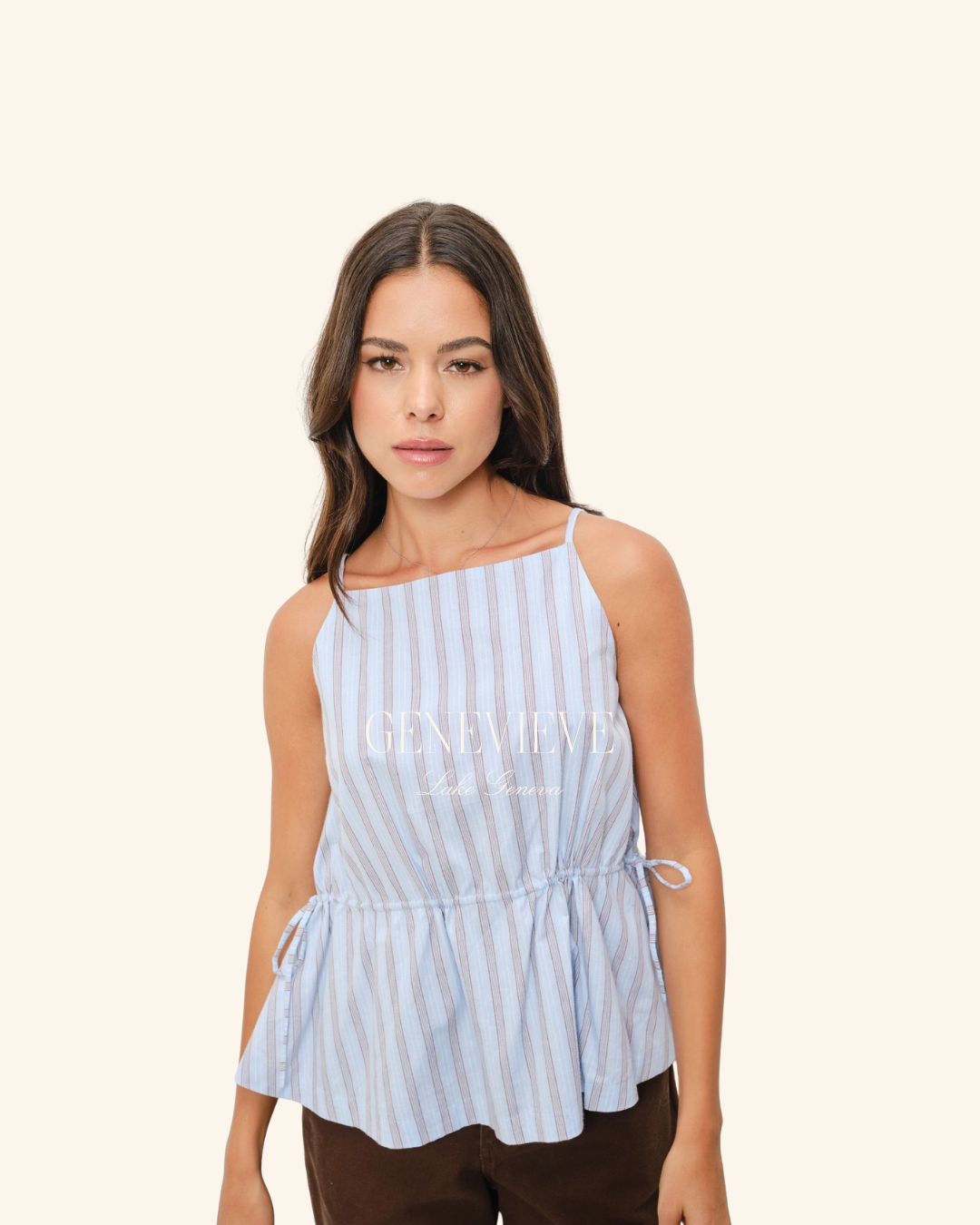 Pretty Garbage Blue Brown Baby Doll Top