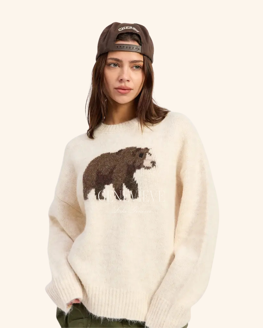 Emory Park Cream Brown Bear Sweater