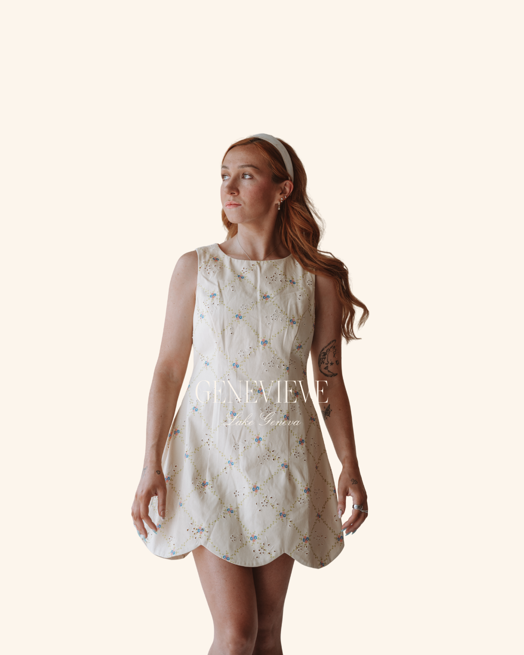 Mable Yellow Scallop Mini Dress