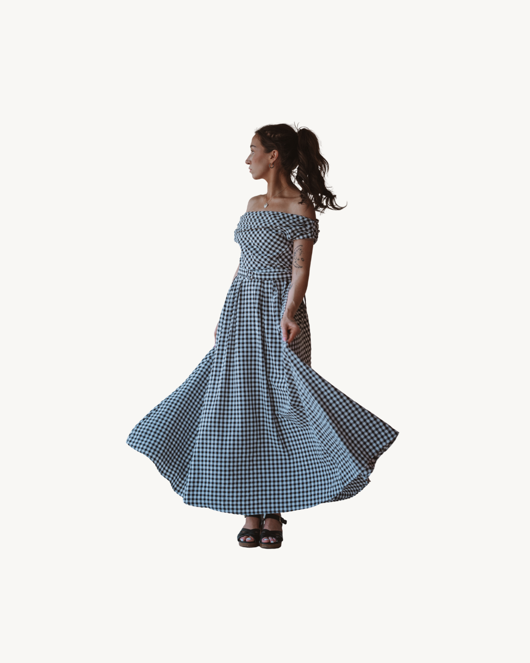 Mable Black Gingham Dres