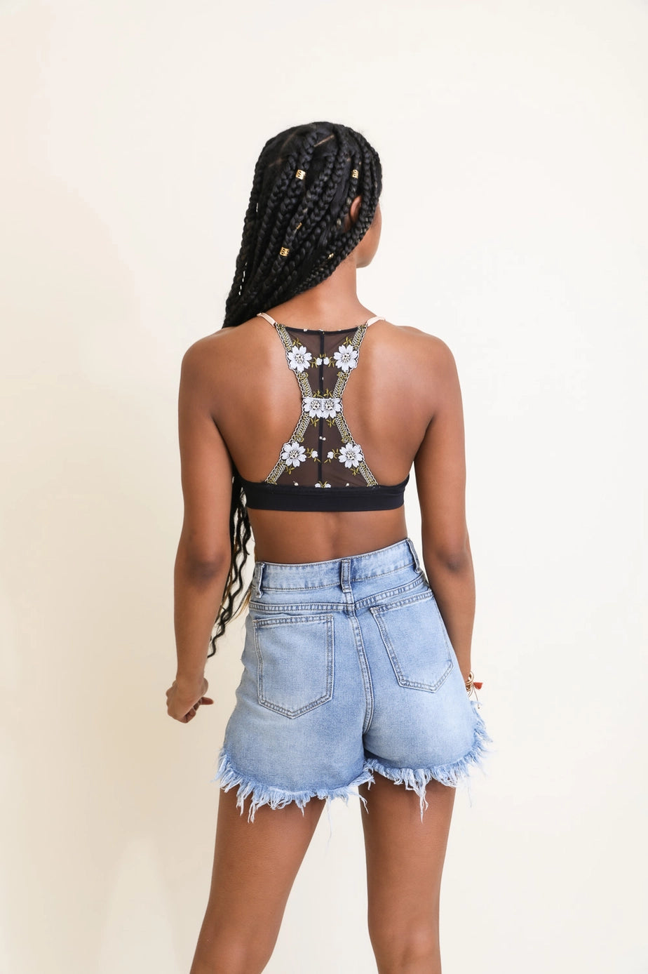 Leto Feminine Floral Lattice Bralette (Various Colors)