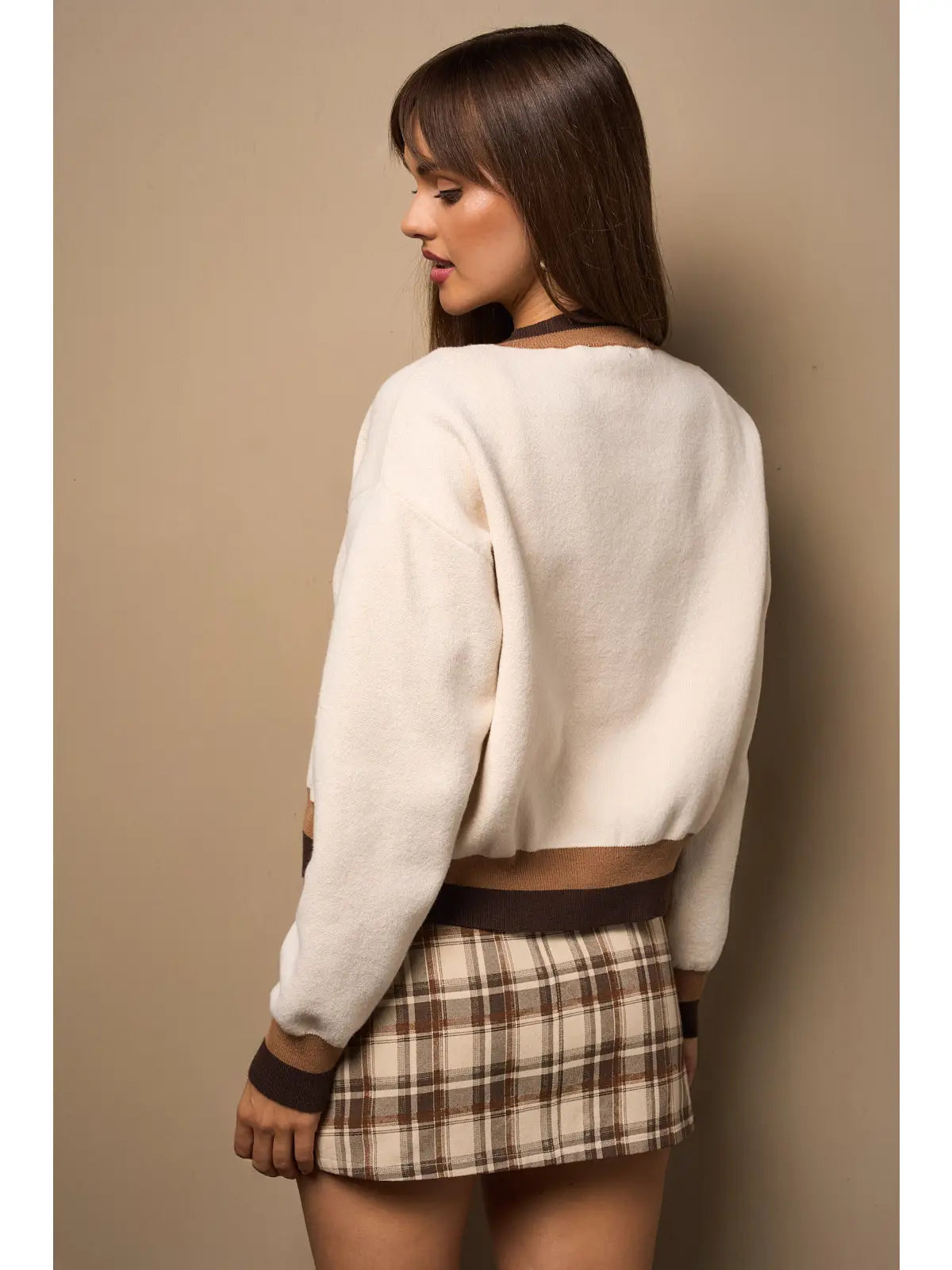 Le Lis Two Tone Contrast Detail Cardigan
