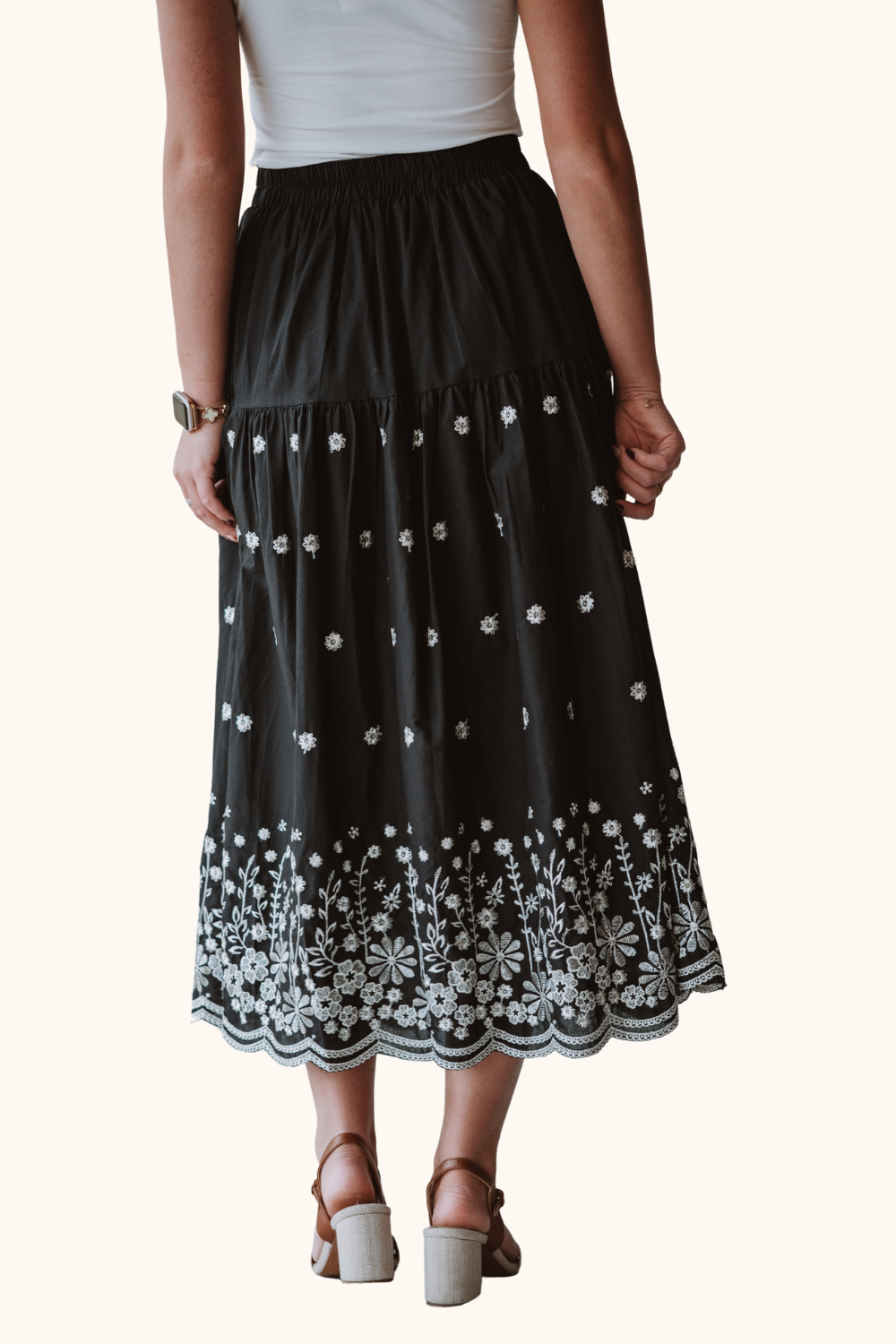 Kld. Embroidered Tiered Skirt
