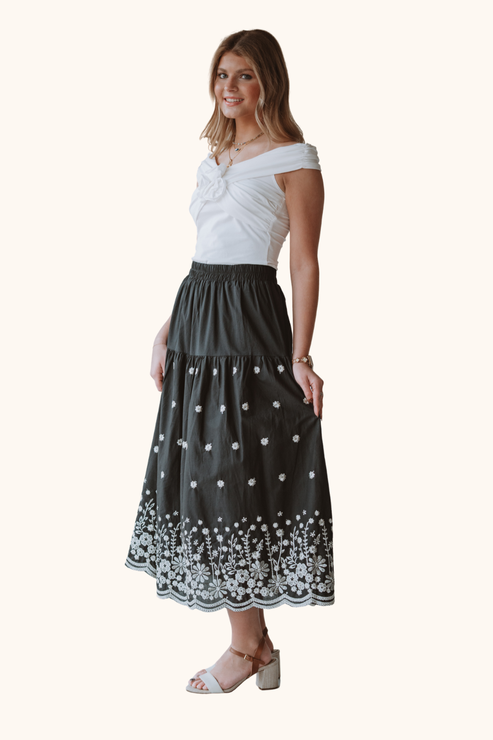 Kld. Embroidered Tiered Skirt