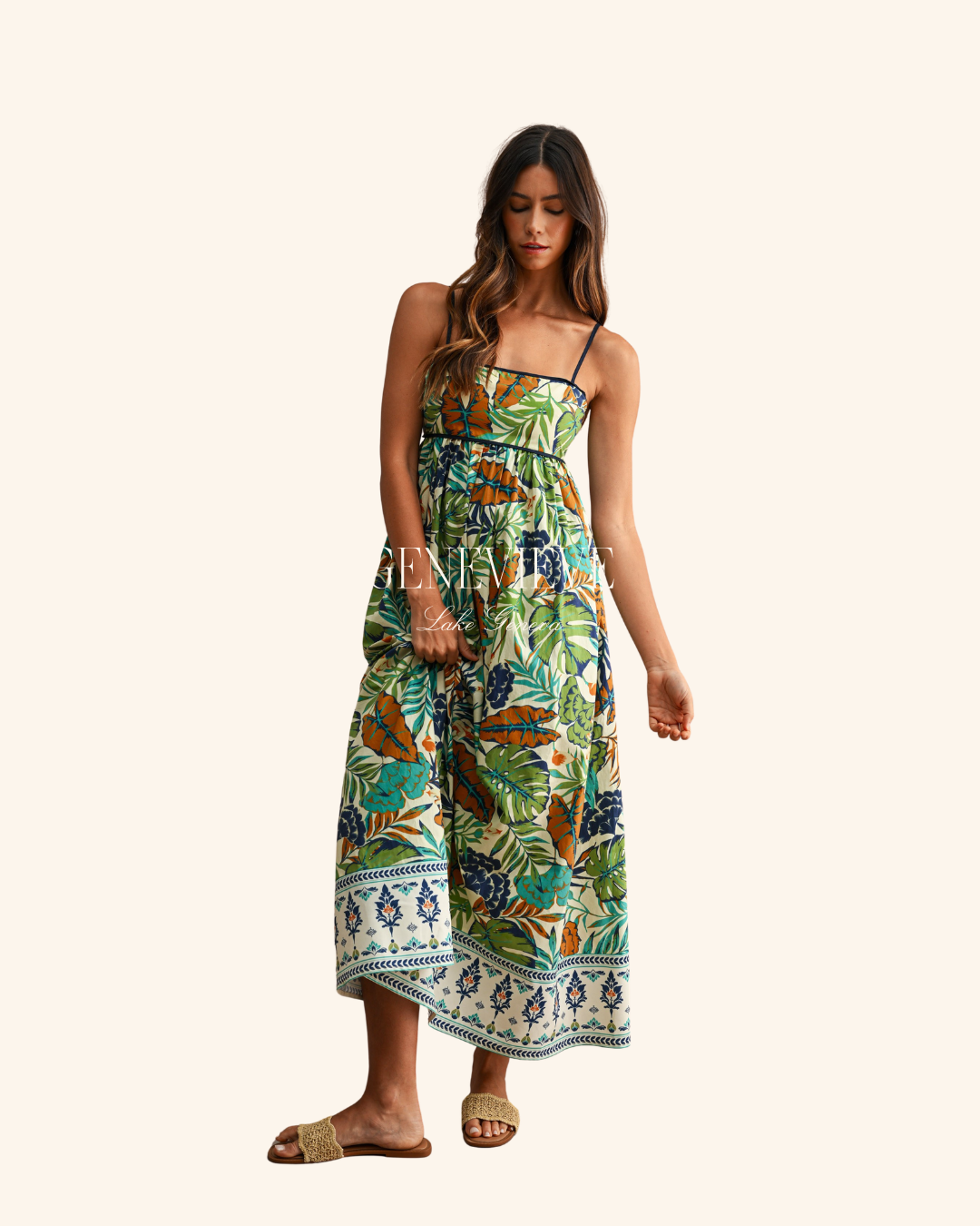 Mable Green Printed Midi Dress