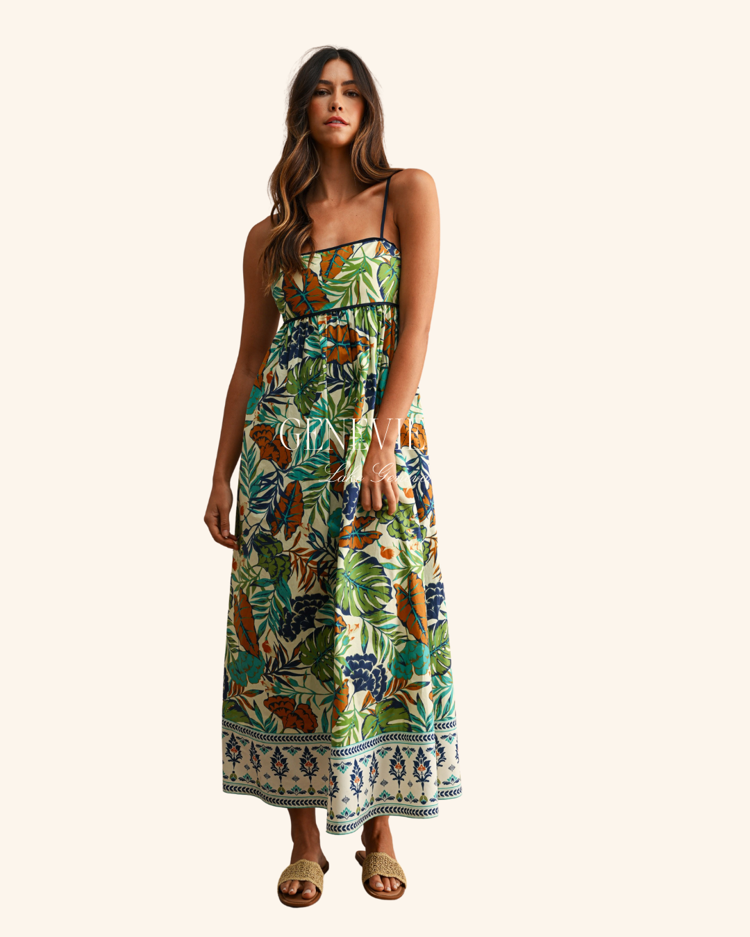 Mable Green Printed Midi Dress