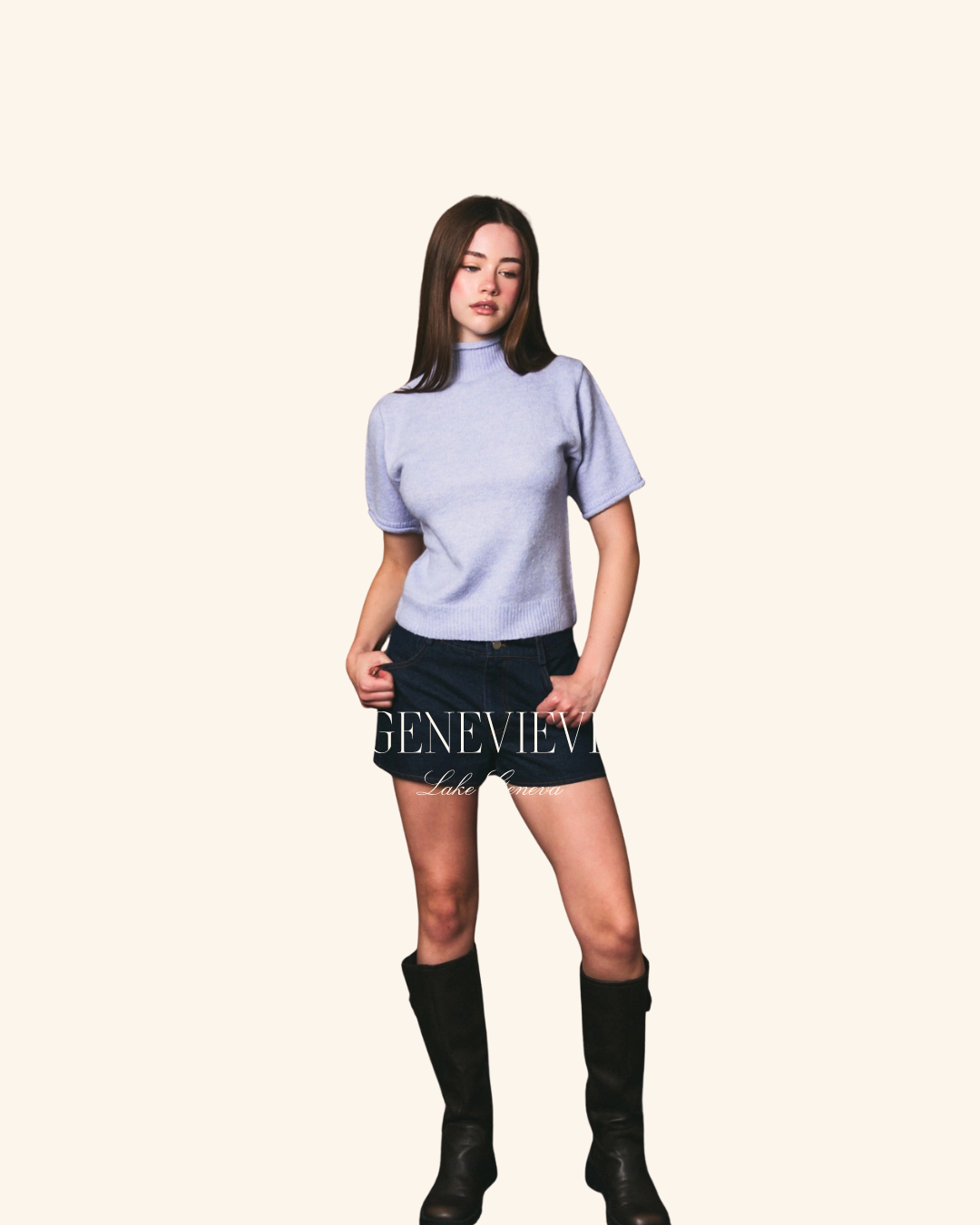Le Lis Light Blue Mockneck Sweater