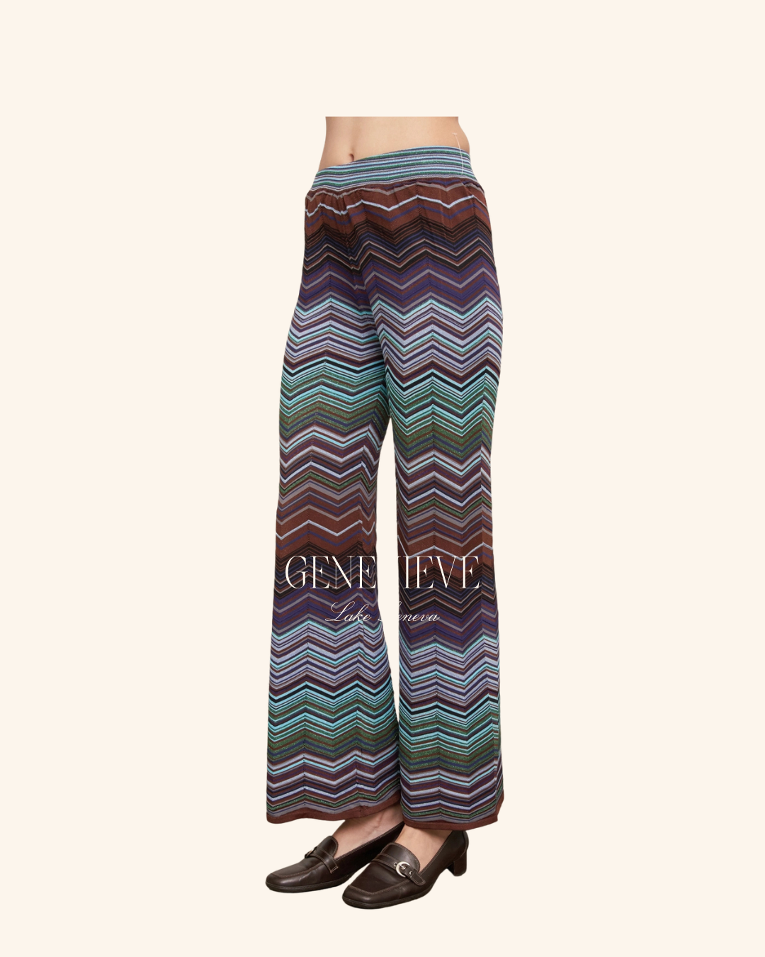 En Creme Multicolored Knit Long Pant