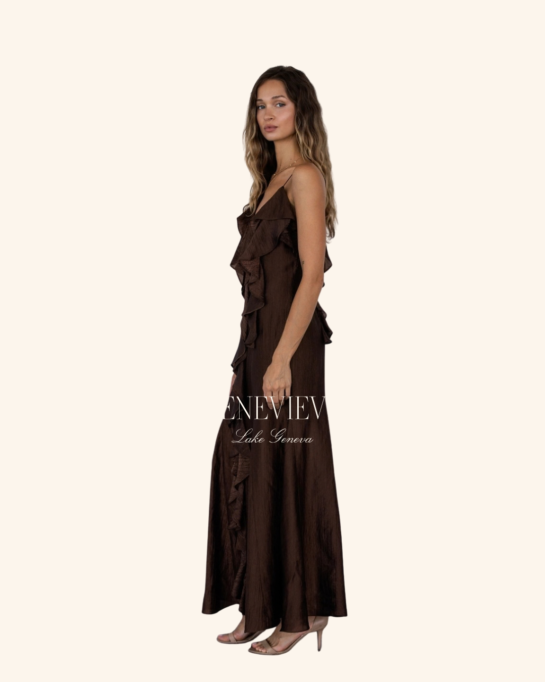 Storia Brown Ruffle Maxi