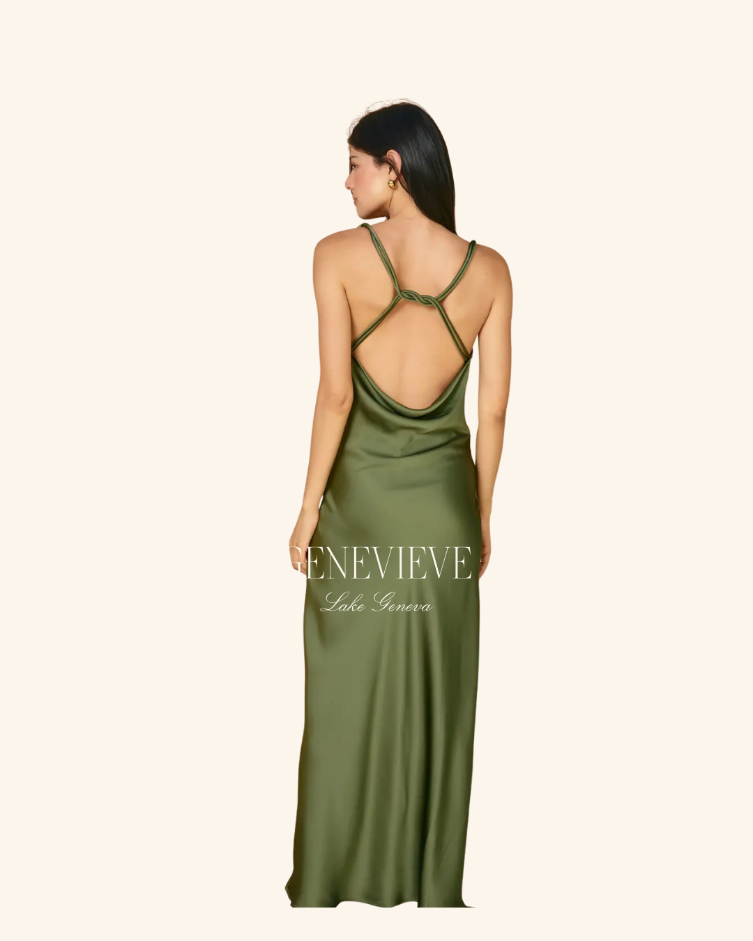 Dress Forum Green Twist-Back Satin Dress