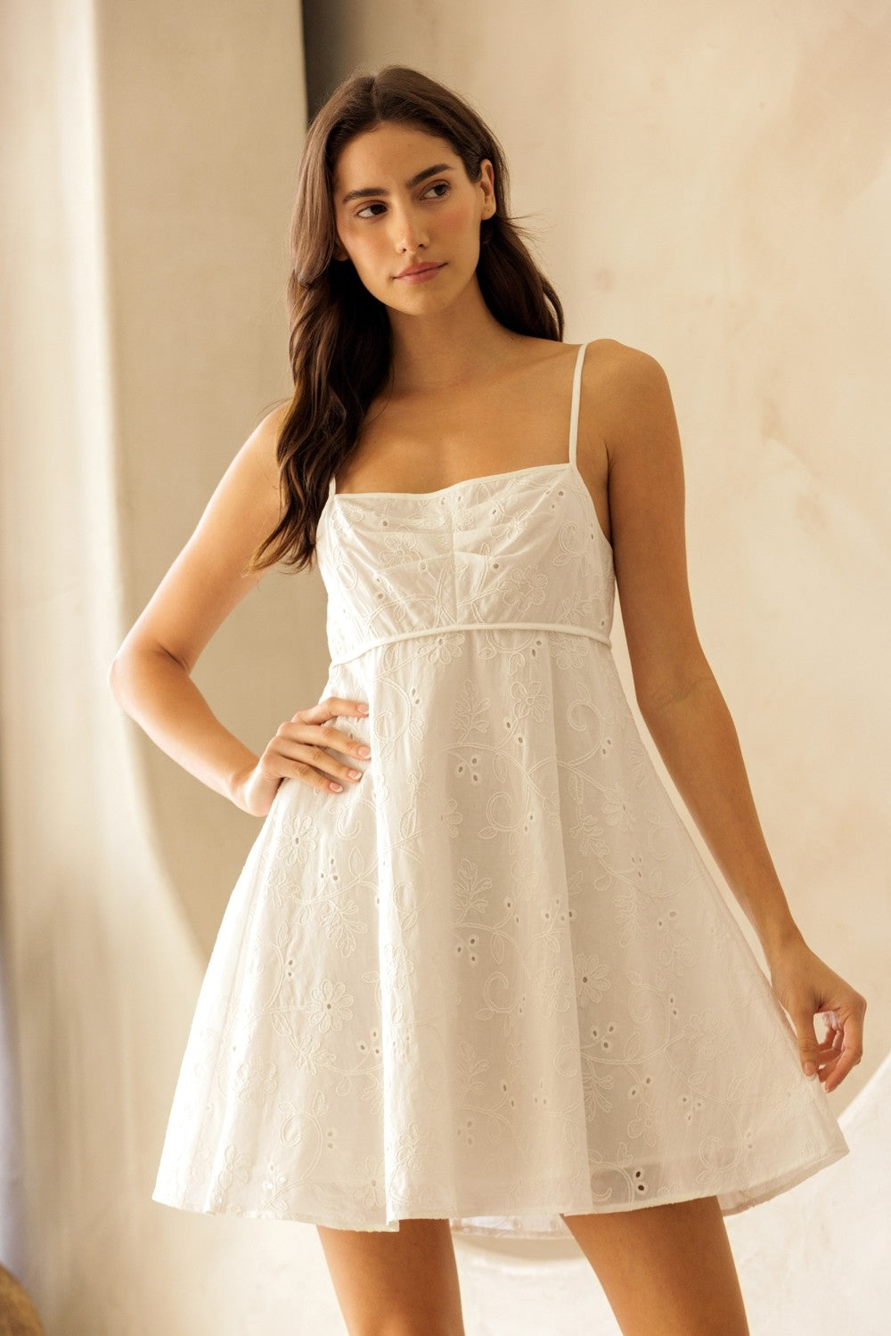 Storia Embroidered A-line Mini Dress