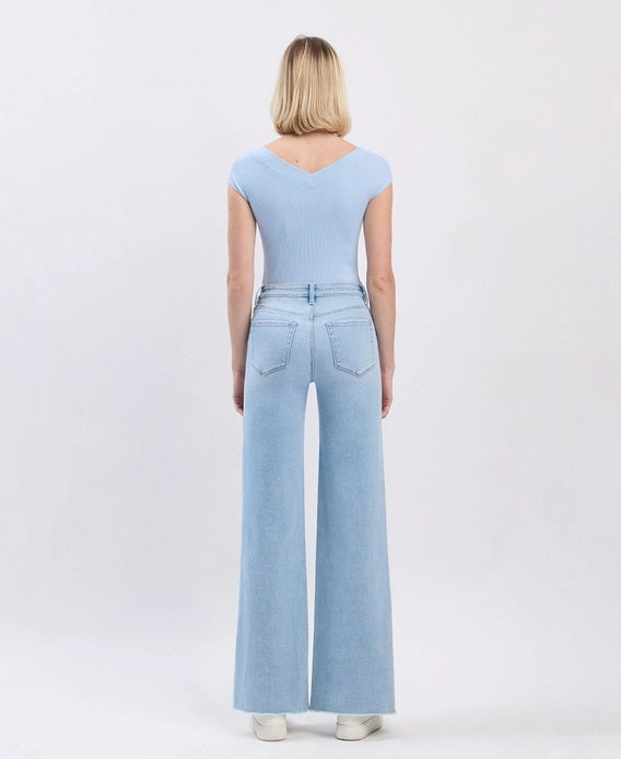 Vervet High Rise Raw Hem Wide Leg Jeans