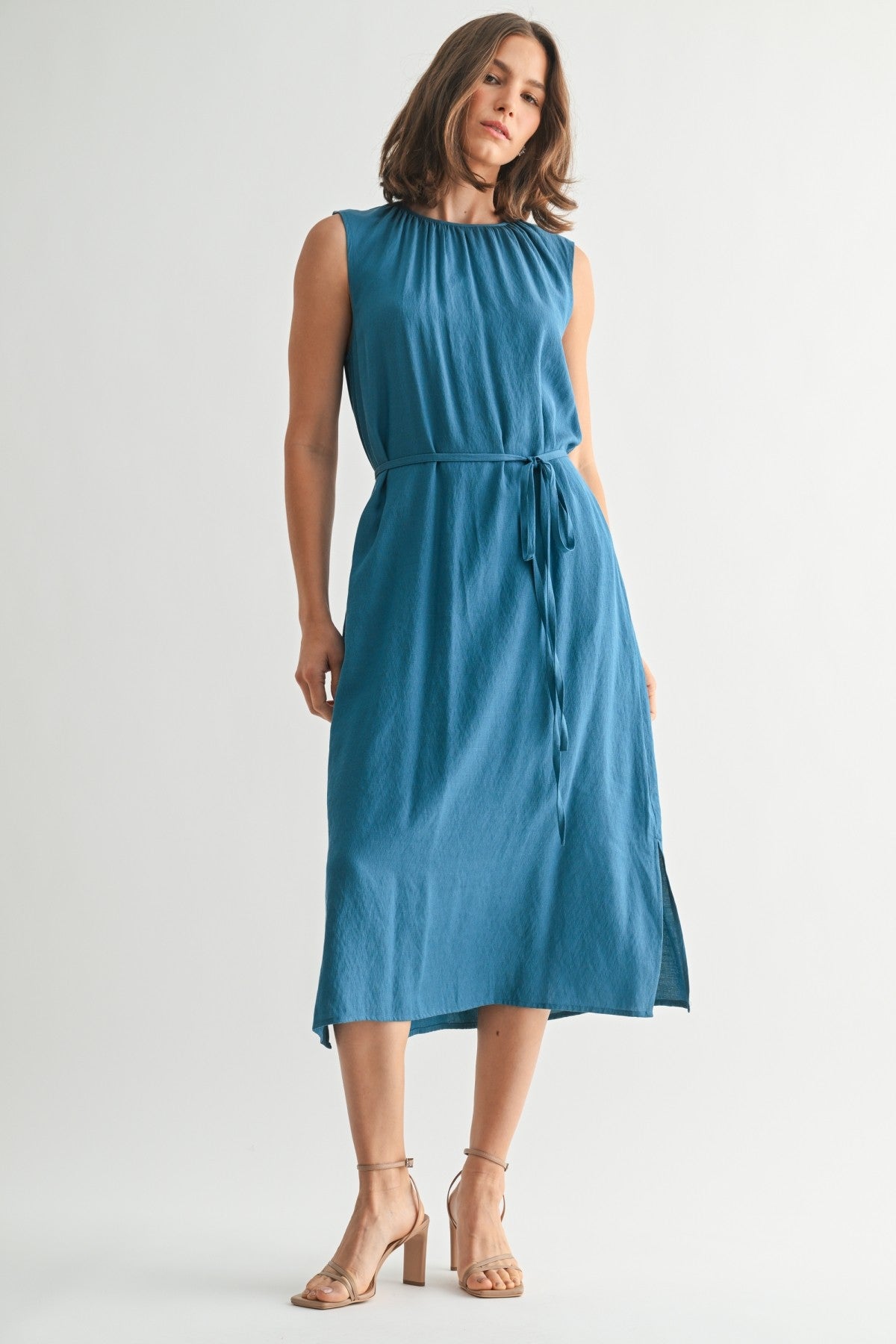 Fun2Fun Shirring Neck Detail Dress
