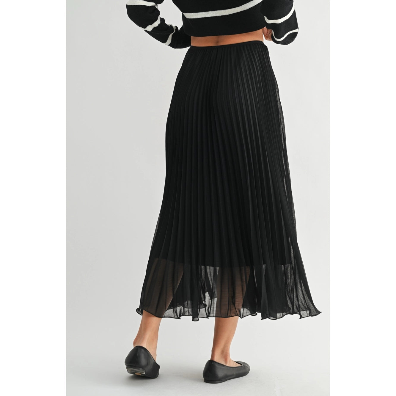 Fun2Fun Texture Chiffon Pleated Maxi Skirt