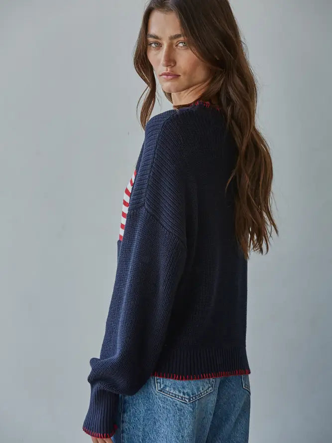 By Together American Flag Pullover Sweater (Various Colors)
