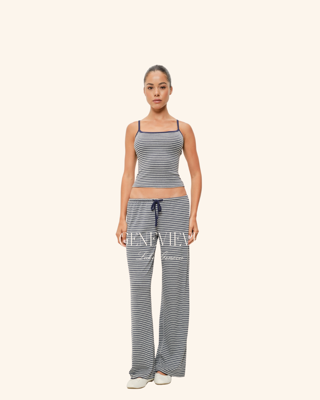 Pretty Garbage Grey Navy Stripe Lounge Pant