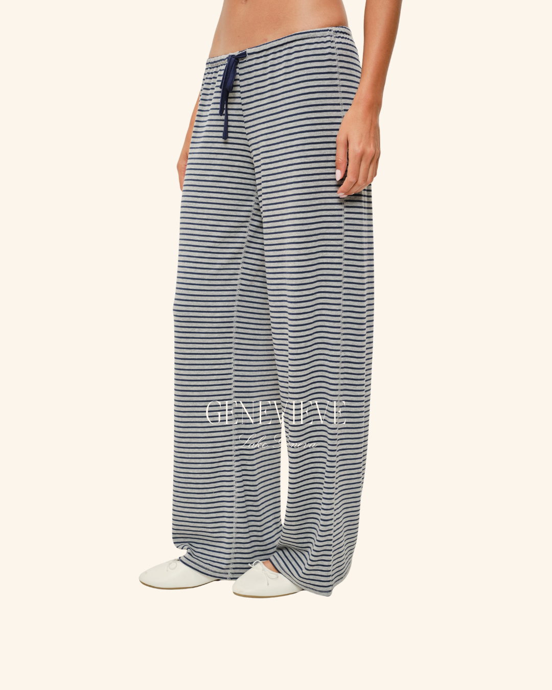 Pretty Garbage Grey Navy Stripe Lounge Pant