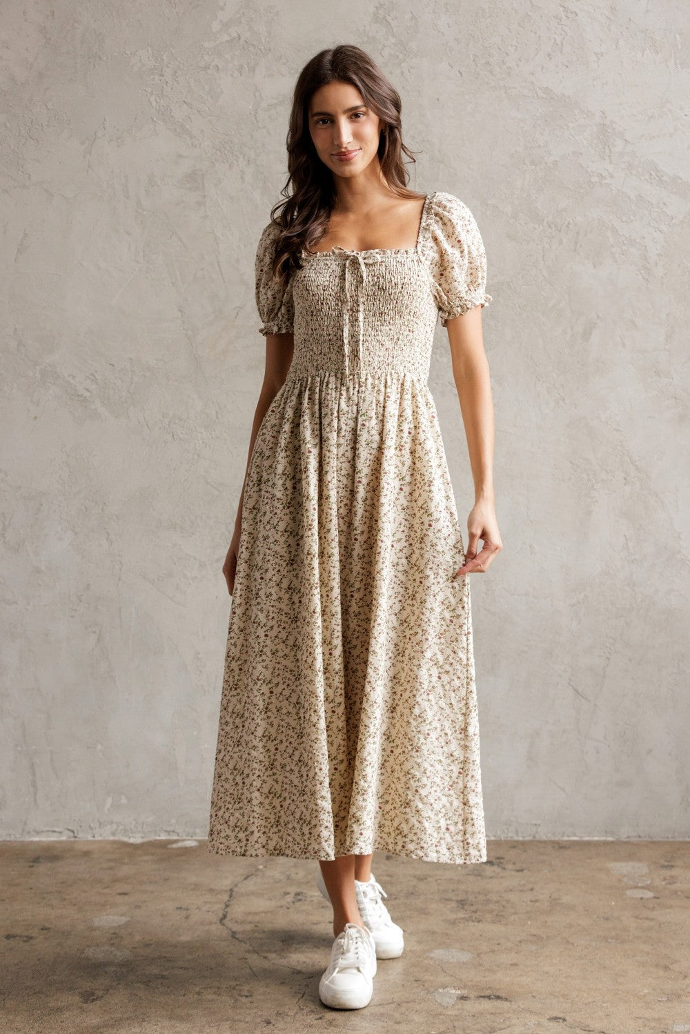 Storia Floral Smock Midi Dress