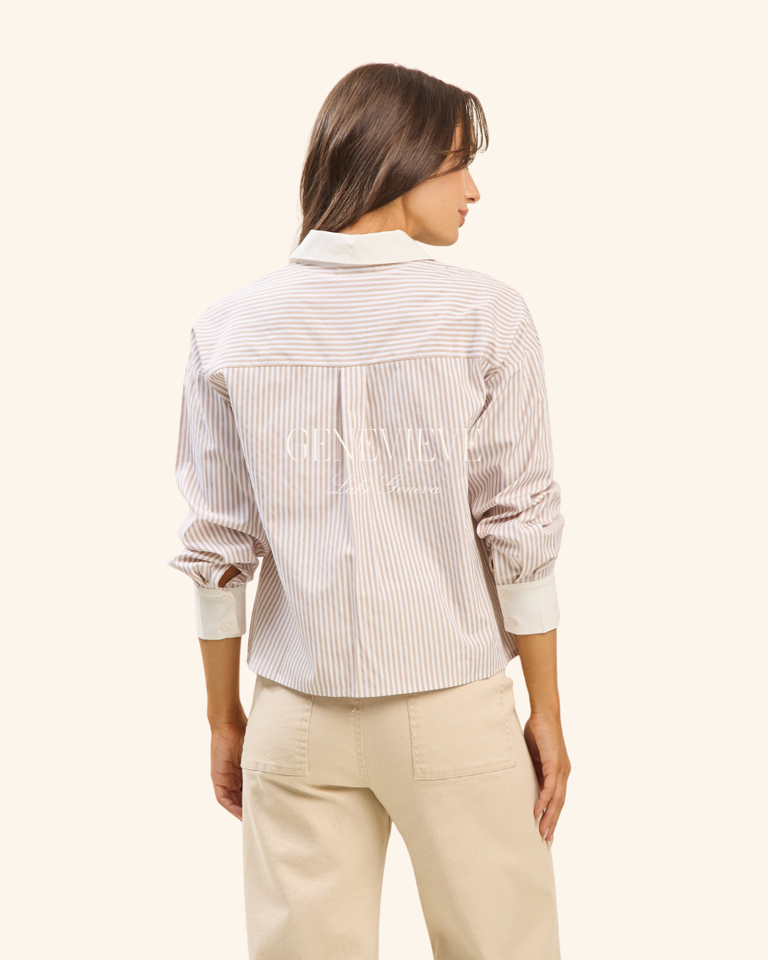 Able Taupe White Stripe Top