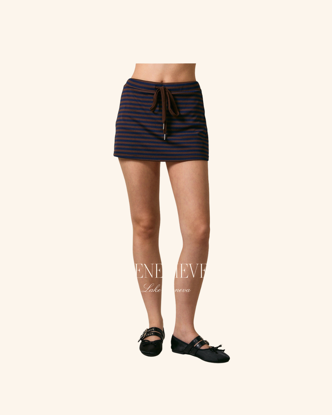Lel Lis Brown Navy Stripe Skort