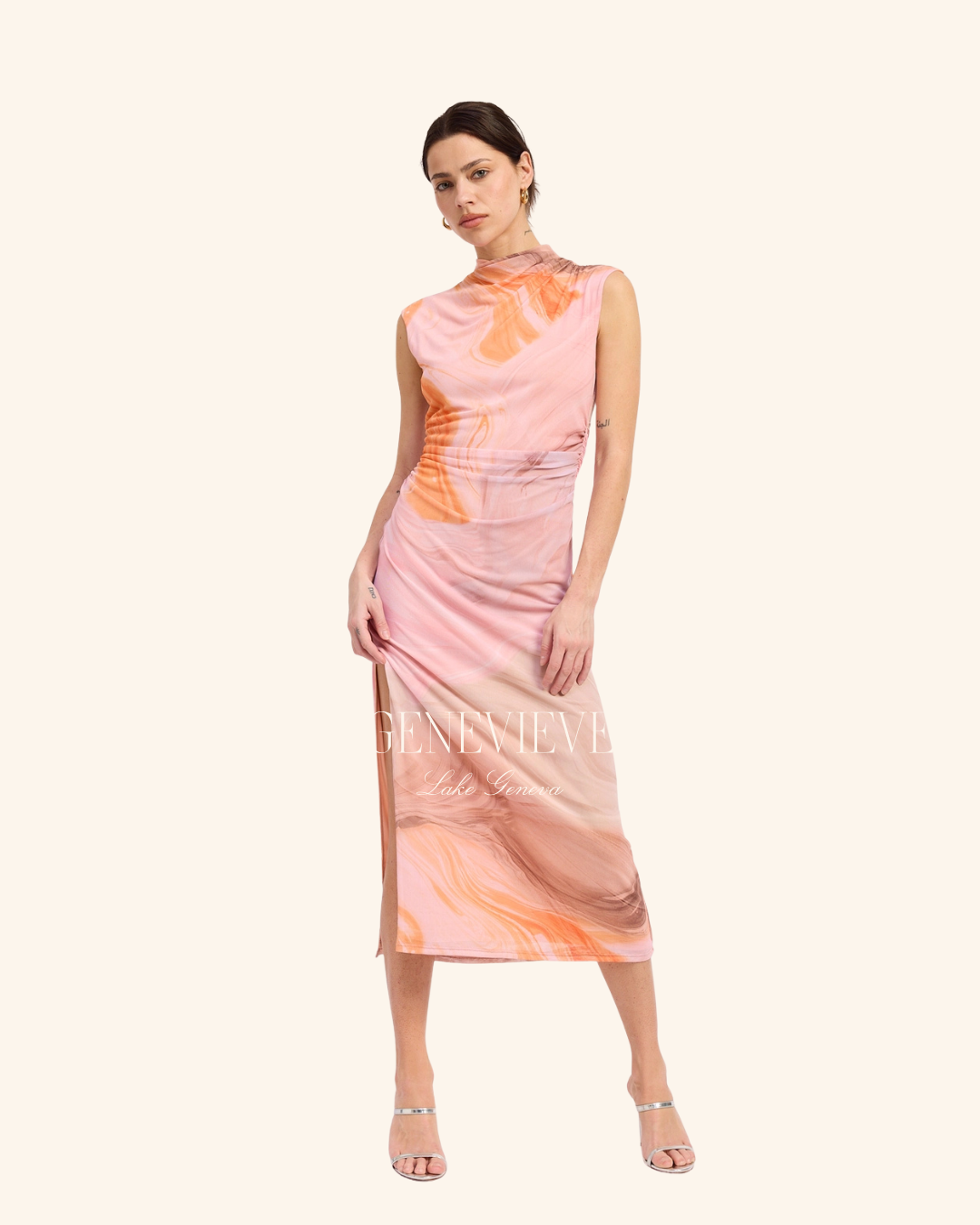 Emory Park Pink Multi Mesh Midi