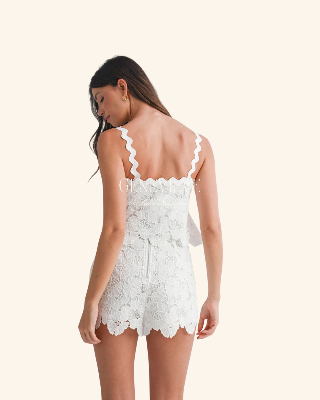 Mable Floral Eyelet Lace Ric Rac Trim Top