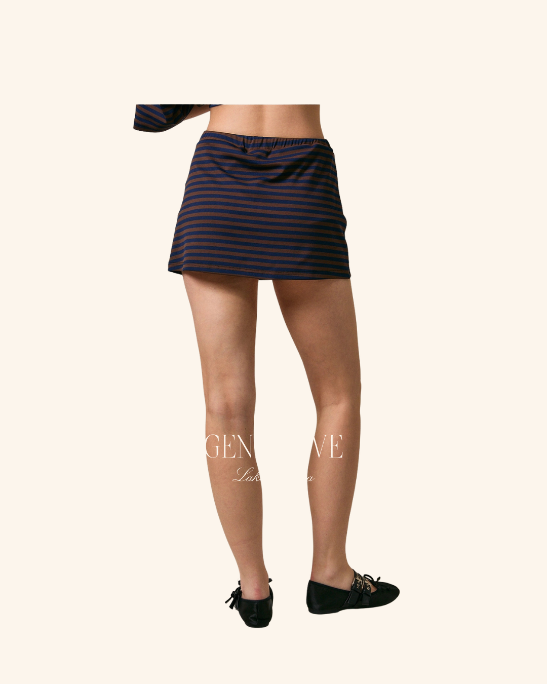 Lel Lis Brown Navy Stripe Skort