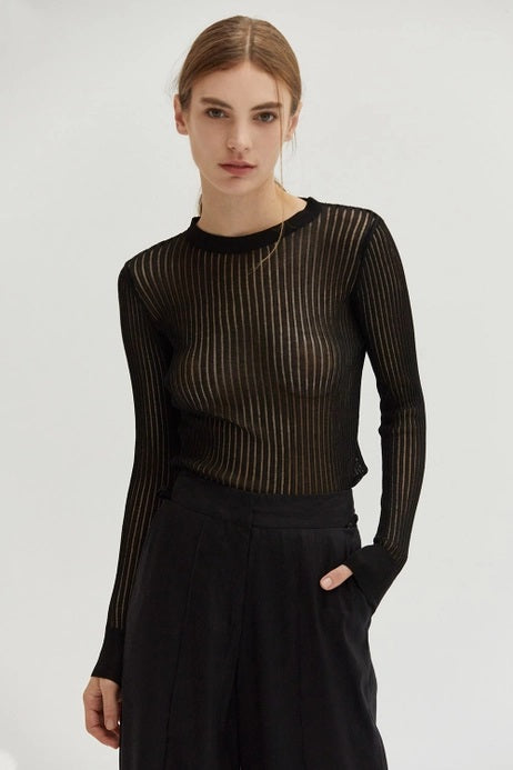 Crescent Semi Sheer Ribbed Top