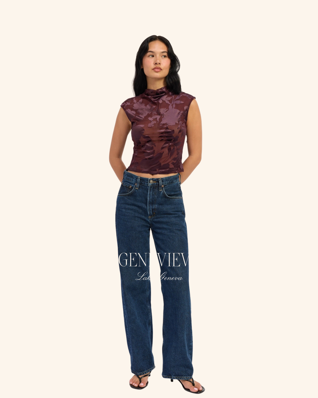 Emory Park Wine Mock Neck Top