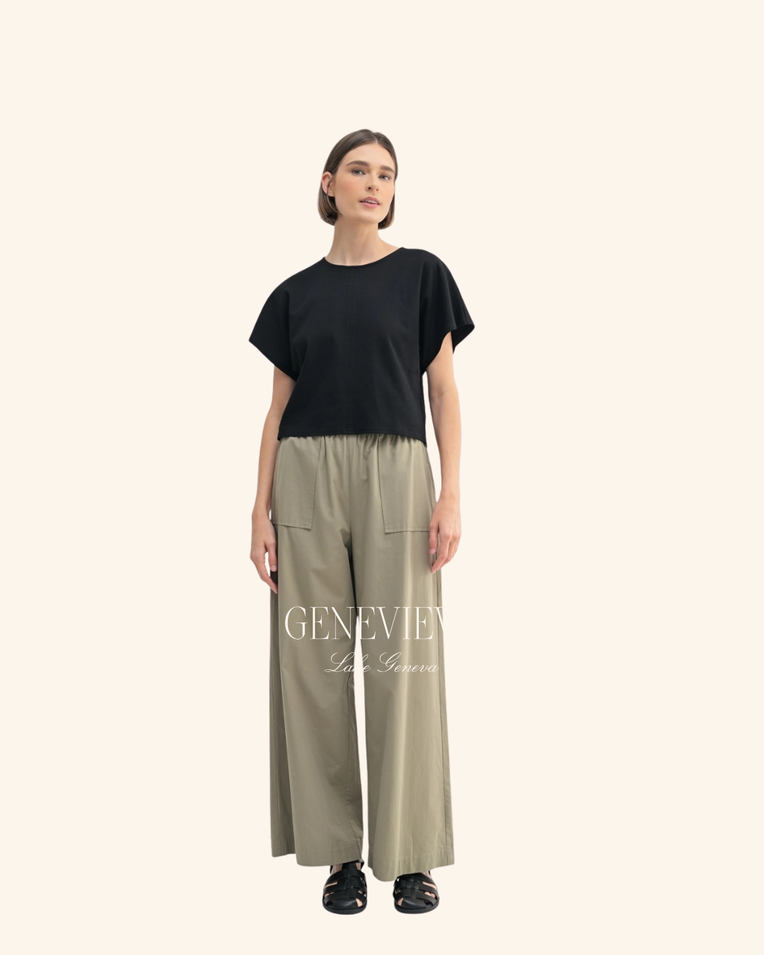 Fun2Fun Olive Ruffle Waist Pant
