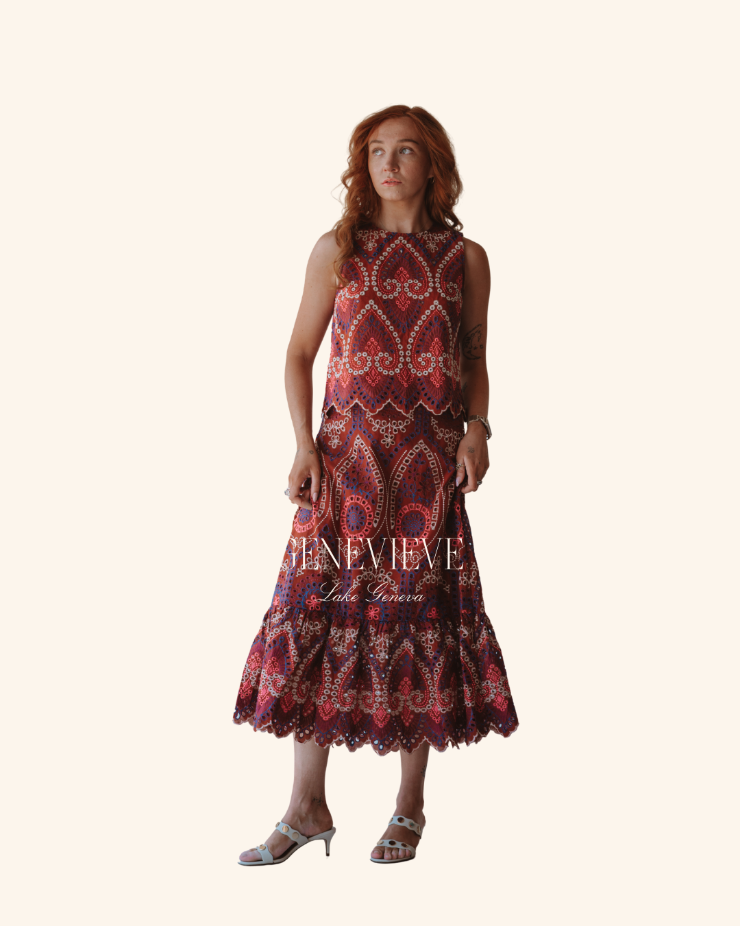 En Creme Brick Maxi Skirt