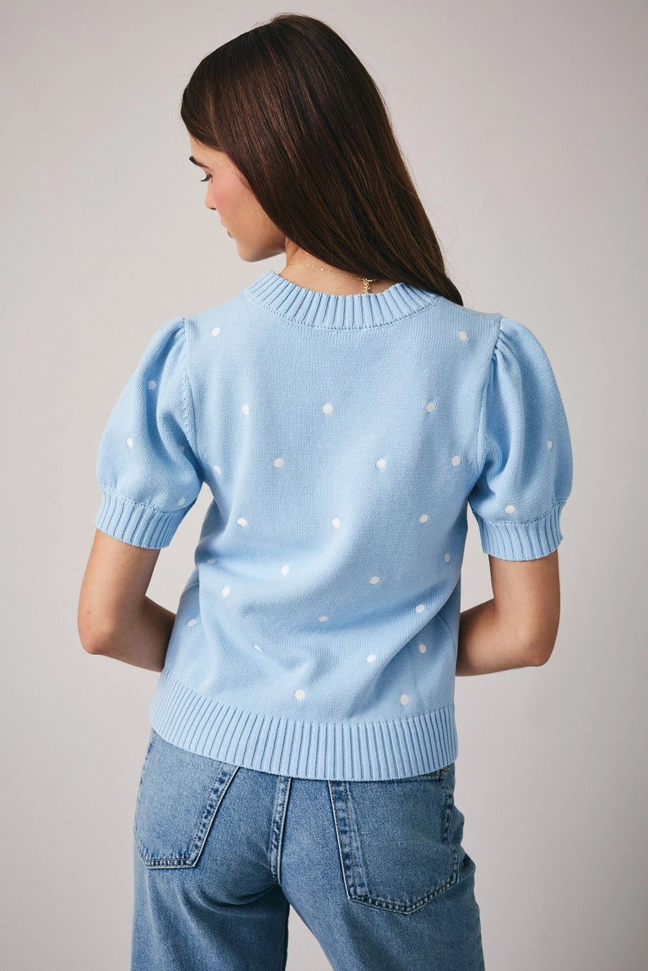Sunday Edition Puff Short Sleeve Embroidered Sweater (Various Colors)