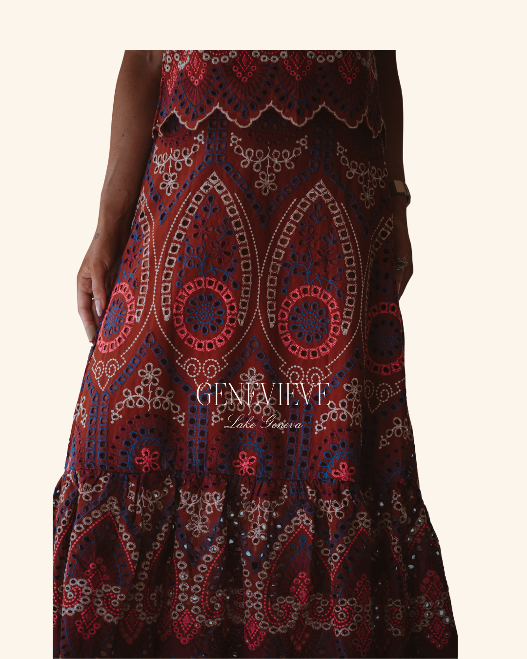 En Creme Brick Maxi Skirt