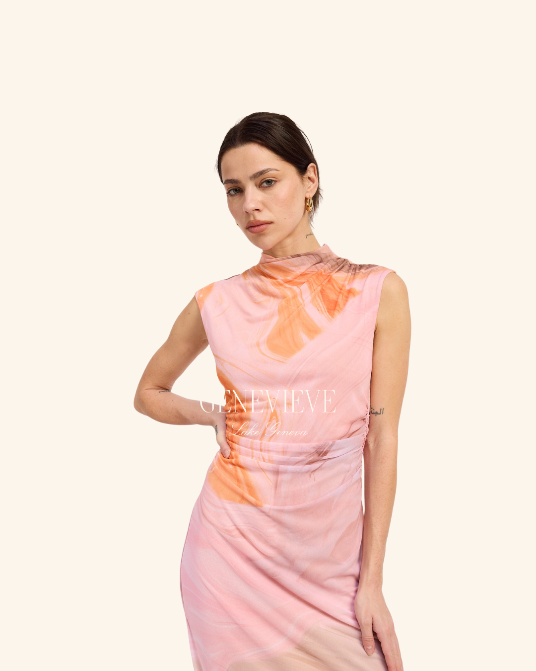 Emory Park Pink Multi Mesh Midi