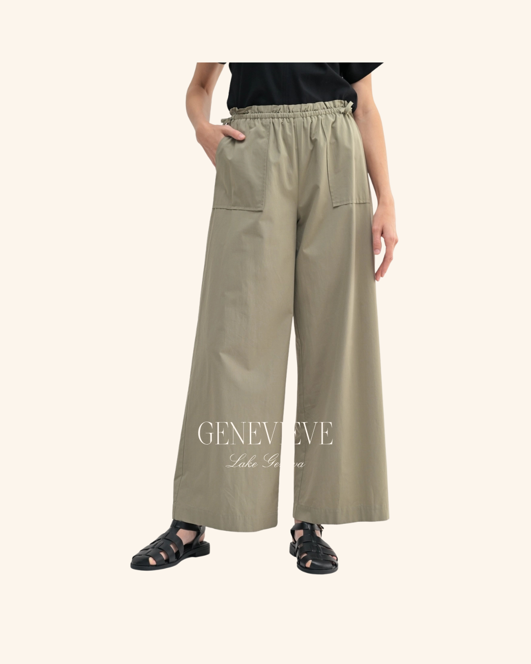 Fun2Fun Olive Ruffle Waist Pant