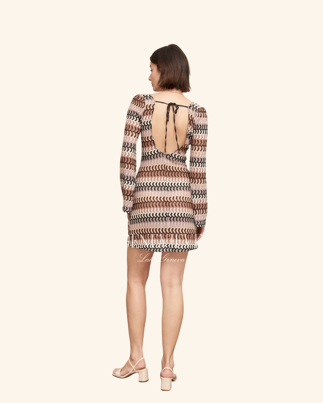 En Creme Crochet Bell Sleeve Mini Dress