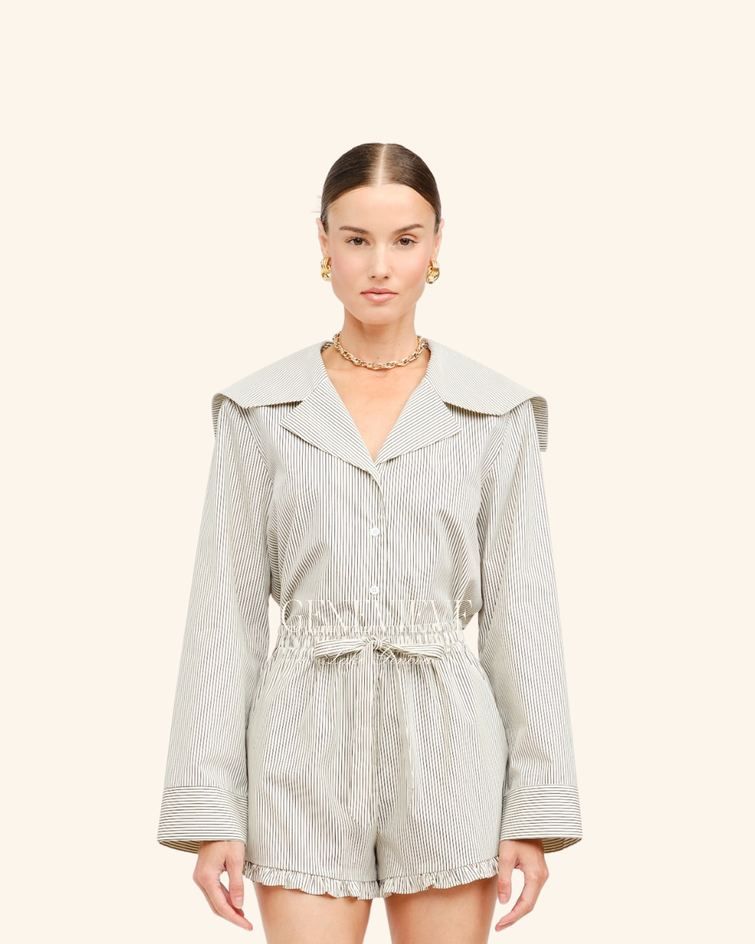 Sofie The Label Cream Stripe Collar Blouse