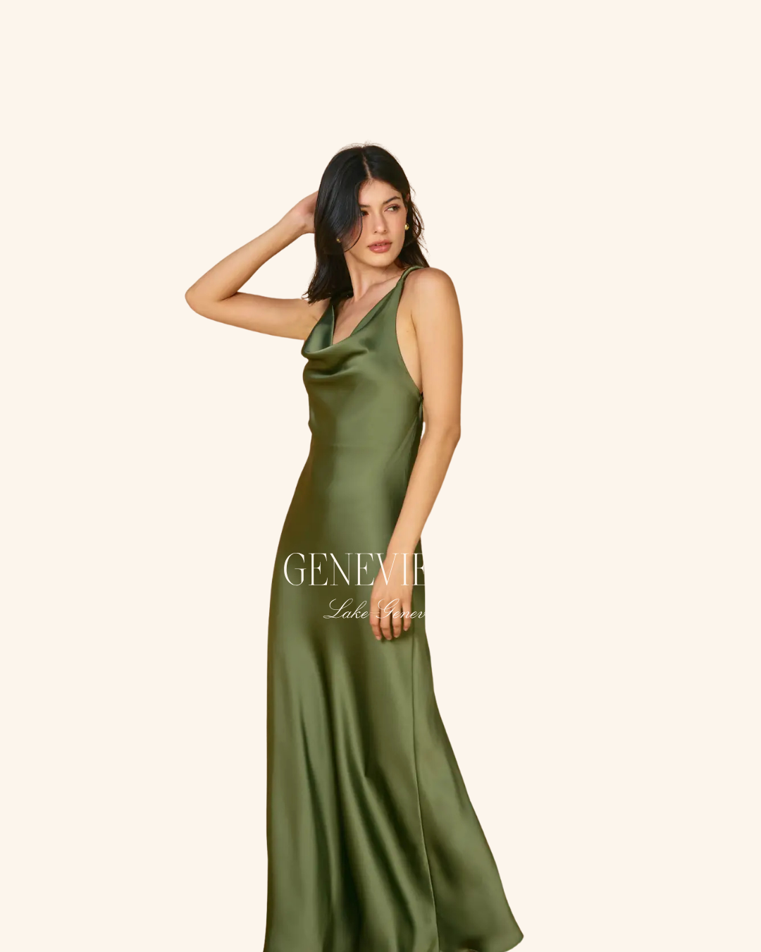 Dress Forum Green Twist-Back Satin Dress