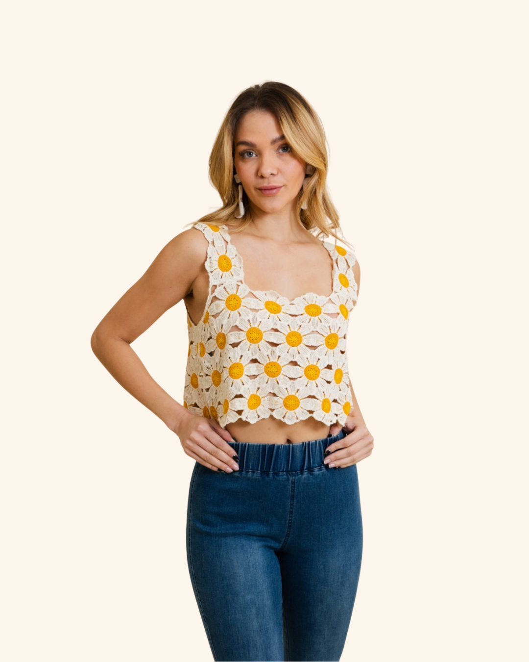 Leto Daisy Crochet Crop Top