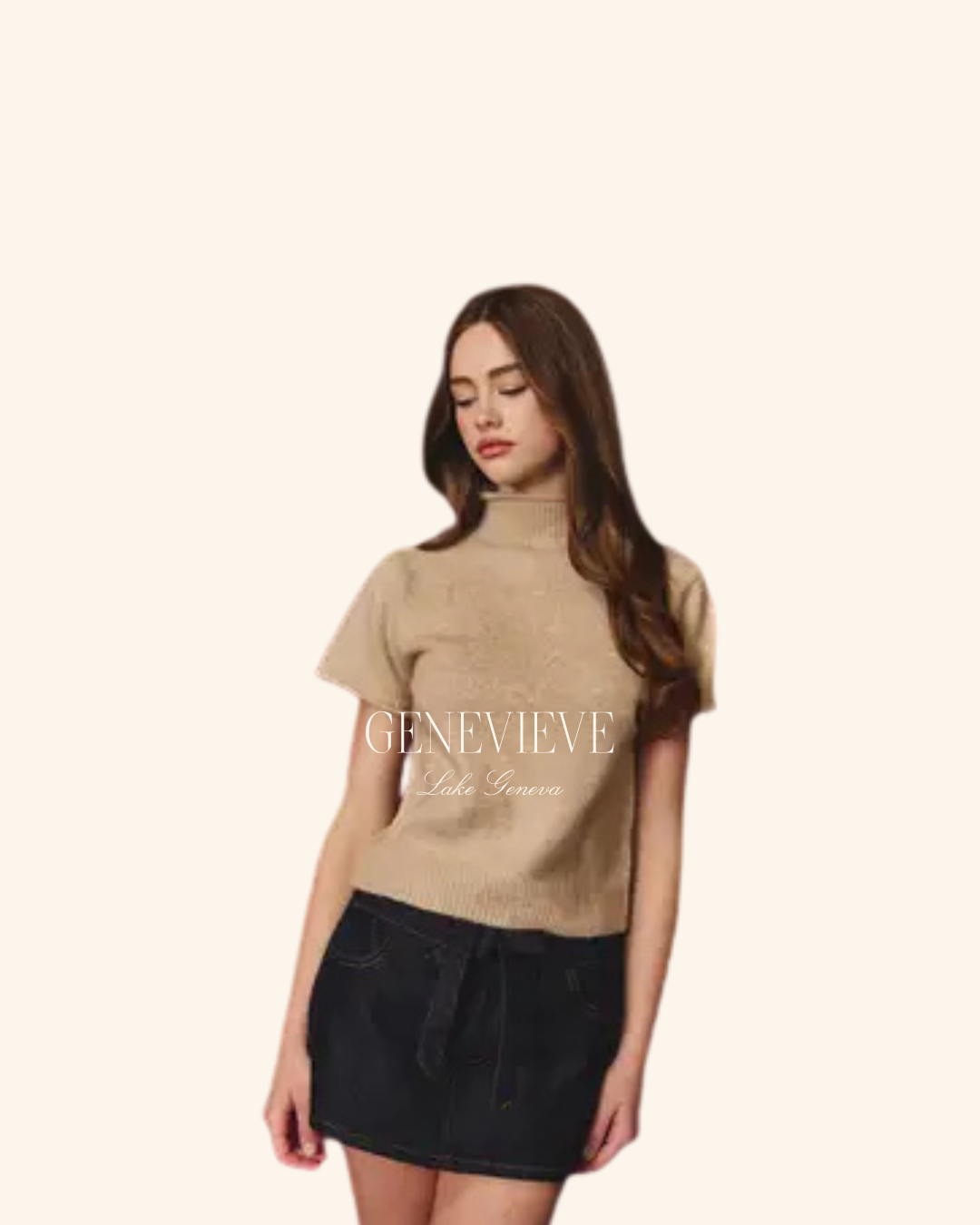 Le Lis Taupe Mockneck Sweater