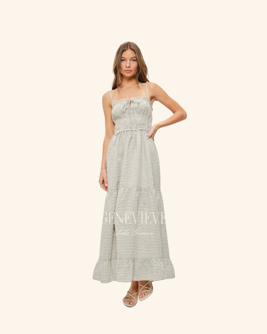 Pretty Garbage Ivory Black Plaid Maxi