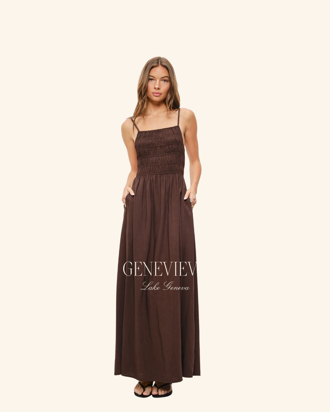 Pretty Garbage Chocolate Smocked Maxi Dress