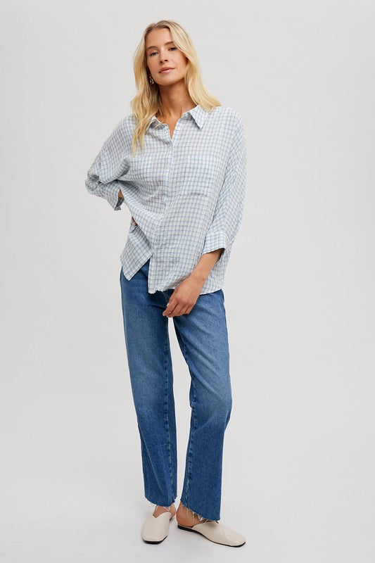 Fun2Fun Dolman Sleeve Plaid Shirt