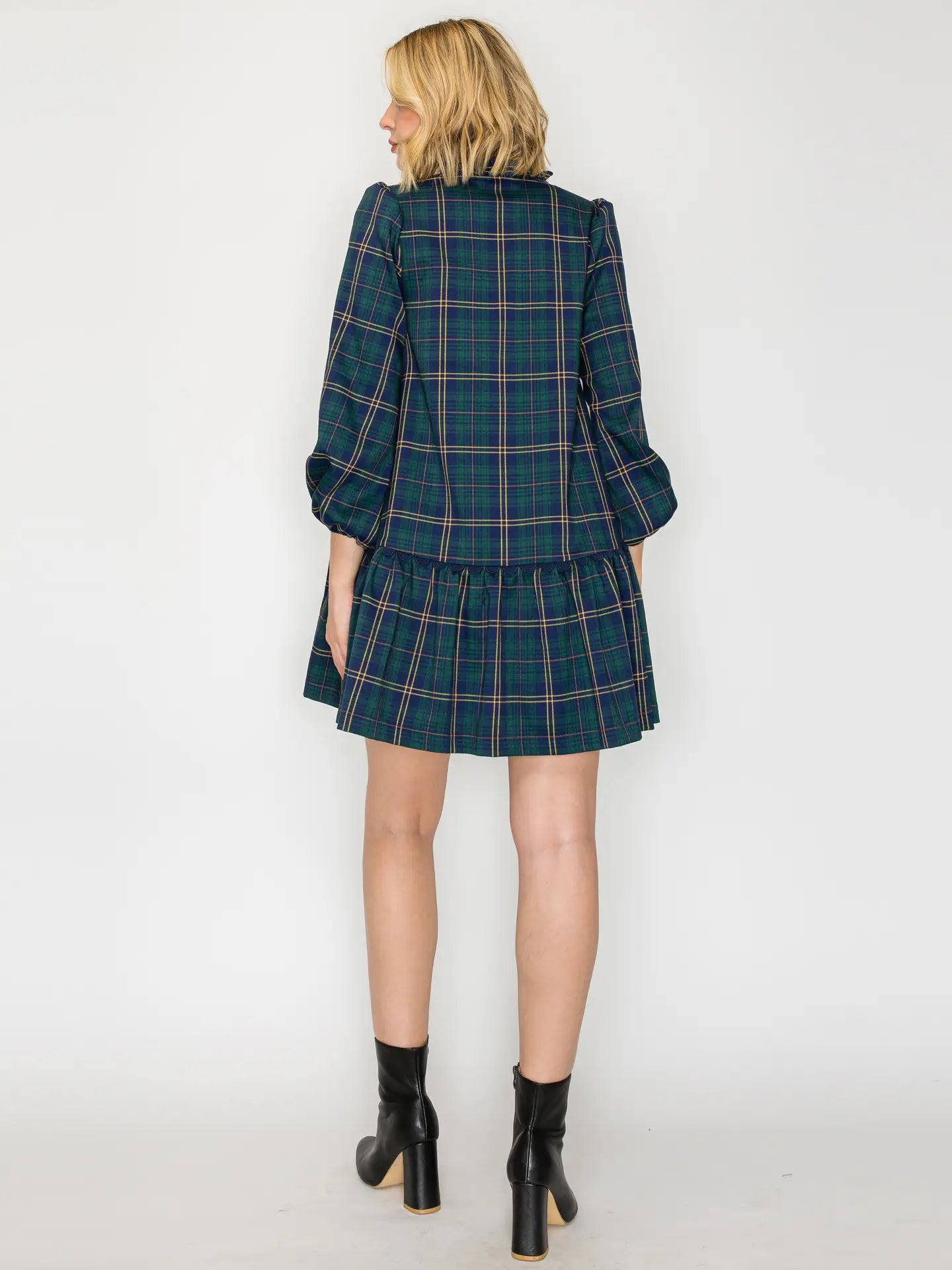 Love Wednesday Eloise Green Checker Mini Dress