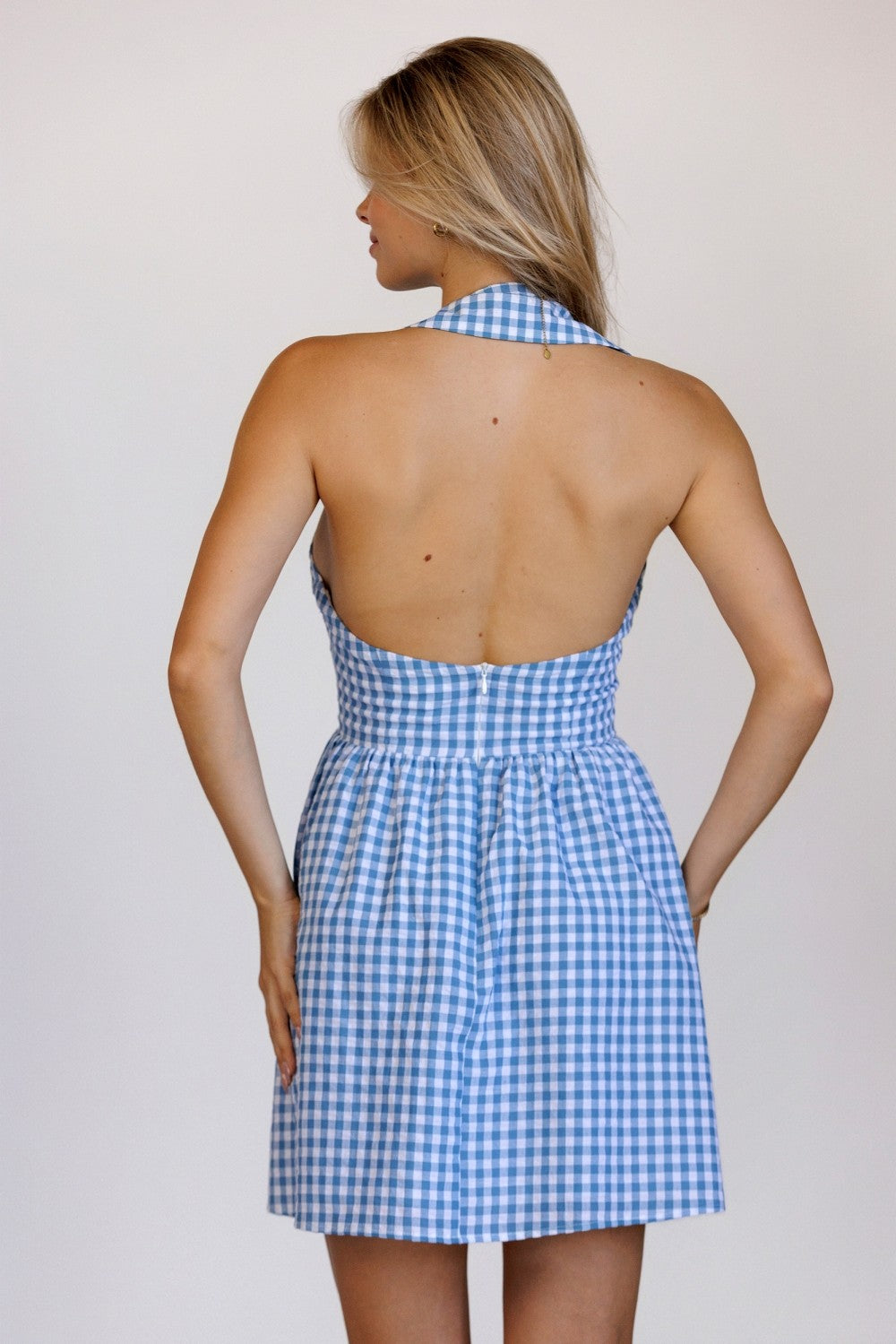 Storia Gingham Halter Dress