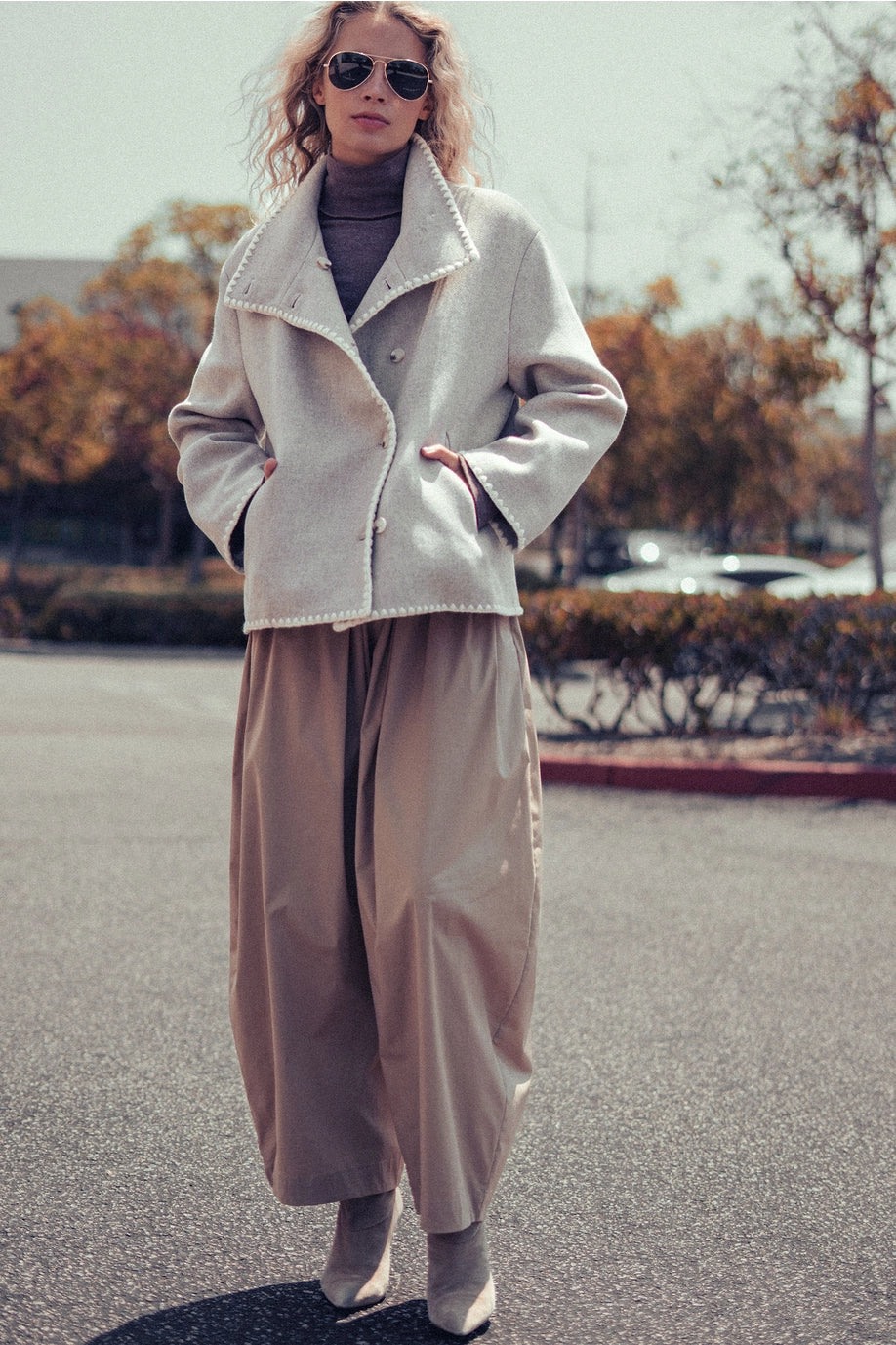 Urban Daizy Embroidered Trim Wool-Blend Jacket