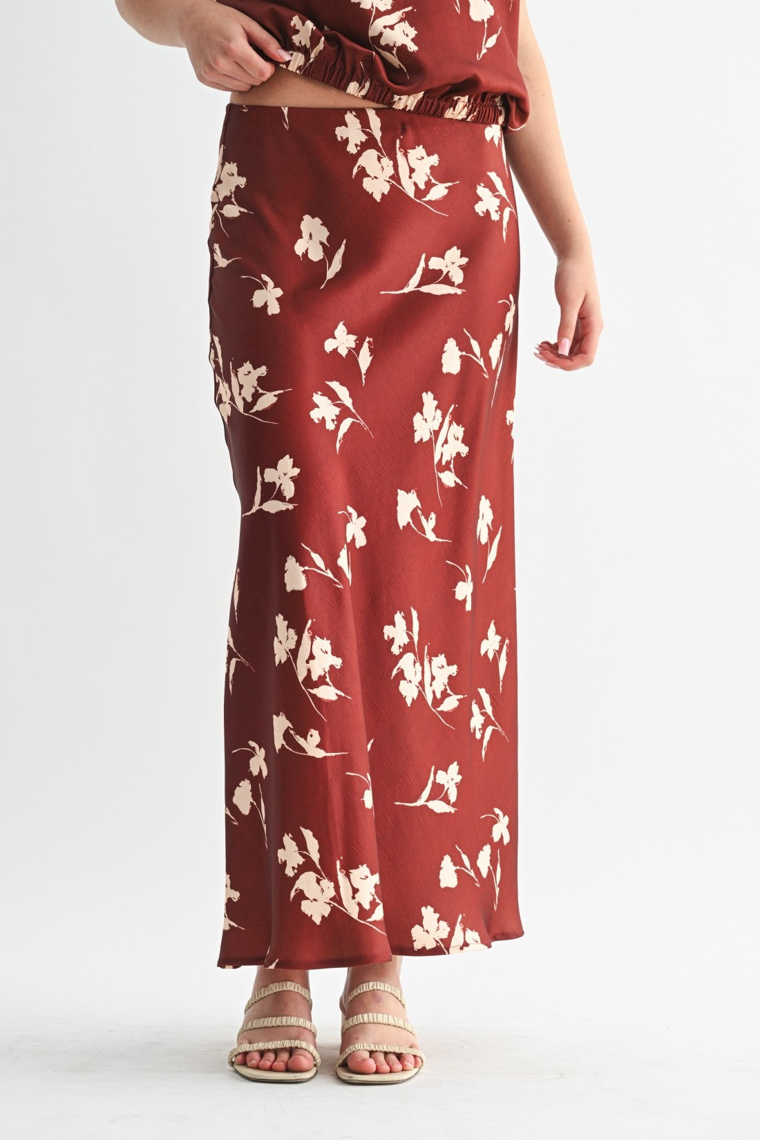 Fun2Fun Flower Print Bias Cut Skirt