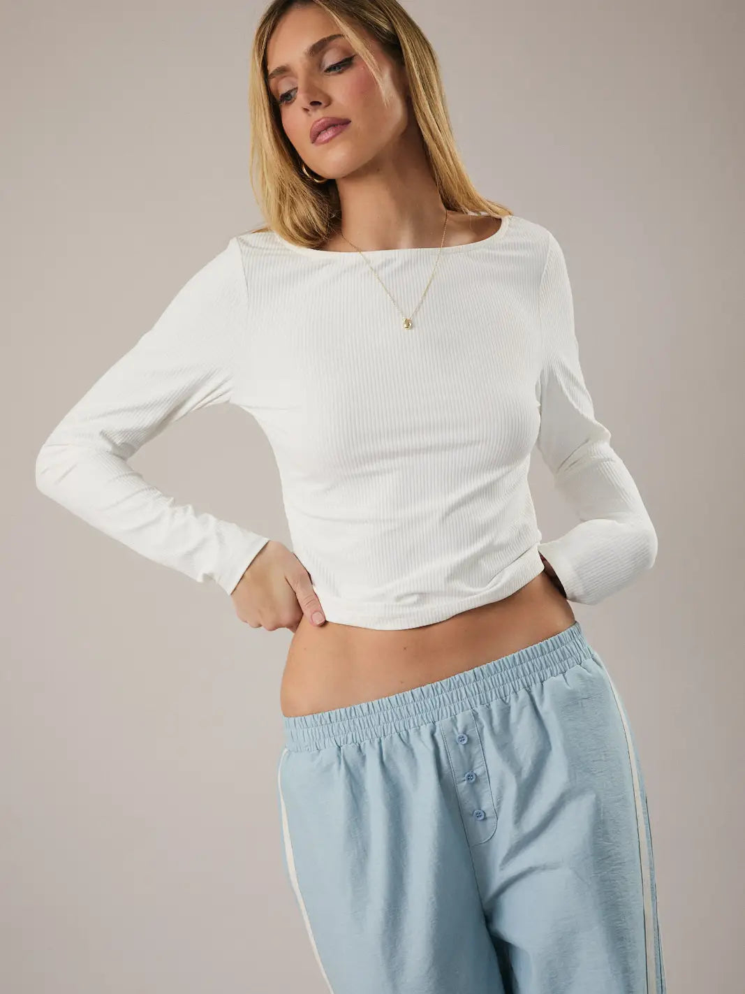 Sunday Edition Boat Neck Long Sleeve Knit Top
