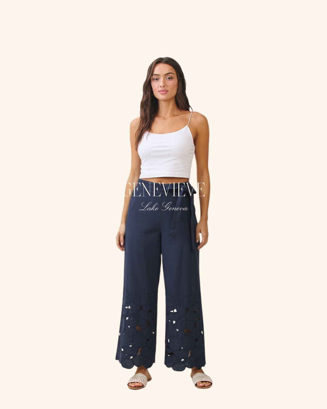 Able Navy Linen Pant